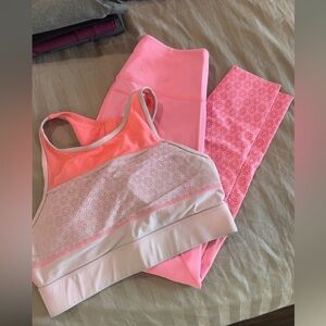 Zyia Women's Pink Sports Bra and Leggings Set